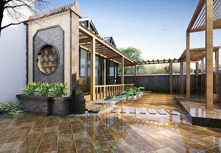 楼顶小庭院景观设计效果图